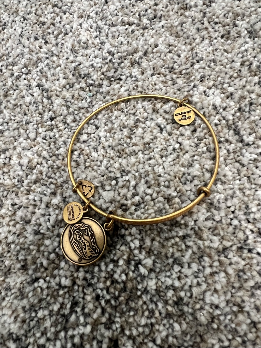 Alex and Ani Gold-Tone Charm Bangle Bracelet with Lip Pendant